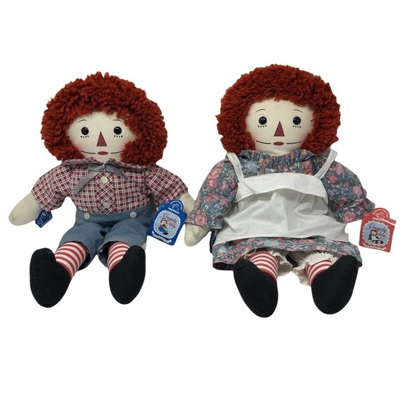 20” Large Set Raggedy Ann & Andy 75th Anniversary Dolls Applause 1992 Gruelle - Picture 1 of 12